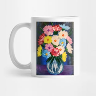 An elegant painting of an exquisite bouquet arranged in a crystal clear glass vase Mug